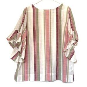 Chaps All Cotton Short Sleeve Shirt with Ruffle Sleeves